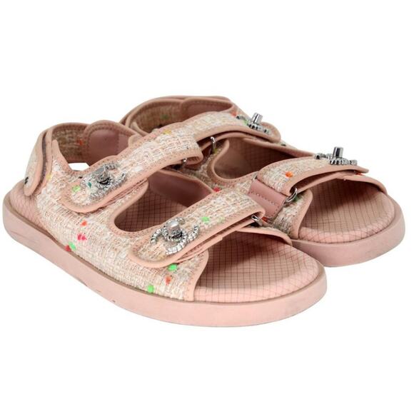 Chanel Cc Dad 35 Tweed Fabric and Leather Sandals CC-S0207P-C002 - Picture 5 of 10